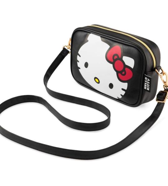 Hello Kitty Schoudertas met afneembare riem, binnenvak en ritssluiting, cadeaus voor meisjes, zwart