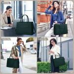 Handtas voor dames, schoudertas, 2-in-1 shopper voor dames, 15,6 inch, groot, PU-leer, laptoptas, waterdicht, werktas voor business, kantoor, school, groen, Hedendaags