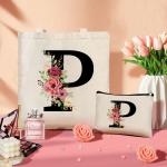 Gepersonaliseerde katoenen tas, canvas tote tassen, draagtas met letters, initialen, boodschappentas, cosmeticatas, cadeau voor vrouwen, bruidsmeisjes, voor verjaardagen, bruiloft 