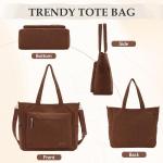 Corduroy draagtas, grote schoudertas voor dames, lichtgewicht casual crossbody handtas met rits voor werk, reizen, winkelen, Bruin