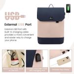 Laptop Rugzak 15,6 Inch Voor Dames, Waterdichte Schooltas met Laptopvak en Usb-oplaadpoort, Anti-diefstal Reisrugzak voor Reizen, College, Kantoor, School, Dagelijks, Roze Donkerbl