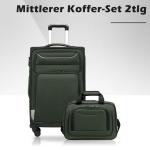 COOLIFE Koffer trolley koffer reiskoffer met 4 wielen stoffen koffer handbagage TSA-slot de koffer bevat 1 grote schoudertas, donkergroen, nice