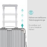 Voyagoux Koffer handbagage - harde koffer groot, TSA-slot, ABS, 4 x 360° wielen, robuust en lichtgewicht, zilver