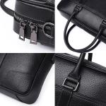 FUNSEED Handtasche aus echtem Leder, Laptoptasche für Herren, große Kapazität, lässige Aktentasche, Schultertasche für geschäftliche Arbeit, Schwarz, Large