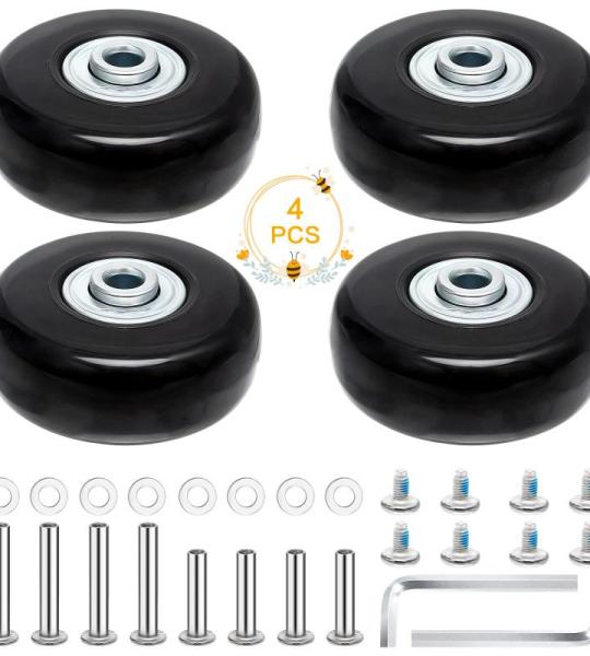 Ruicaifu 4 stuks kofferwielen, reservewielen, 50 mm rubber, stille bagagekoffer, reservewielen voor koffer, trolley, skate (met metalen reserveonderdelen)