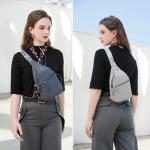 Sling Bag Borsttas voor dames, PU-leer, crossbody bag, kleine schoudertas, stijlvolle heuptas, schoudertas, sling-rugzak voor reizen, fietsen, wandelen, outdoorsport, winkelen, roz
