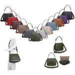 ITALYSHOP24 OBC damestas, shopper, hobo bag, schoudertas, crossover-body tas, schoudertas, buideltas, handtas, hengseltas, lederlook, taupe, Schoudertas