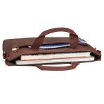 Seattle Moderne leren tas voor heren, van echt leer, groot, ideaal als zakelijke aktetas, platte laptoptas voor 14-15,6 inch voor op reis, met trolleyhouder, Ohio Bruin, Large
