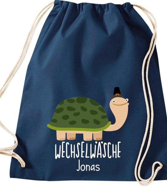 ShirtInStyle Kindergymtas, grappige dieren schildpad, verwisselbaar ondergoed met tekst naar wens, kinderen, dierentuin kinderdag familie, gymtas