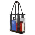 Ambibtion Transparante shopper bib tas voor wetteksten, leerboeken, mappen, laptop; duurzame, doorzichtige draagtas voor bibliotheek, winkelen, luchthaven, strand