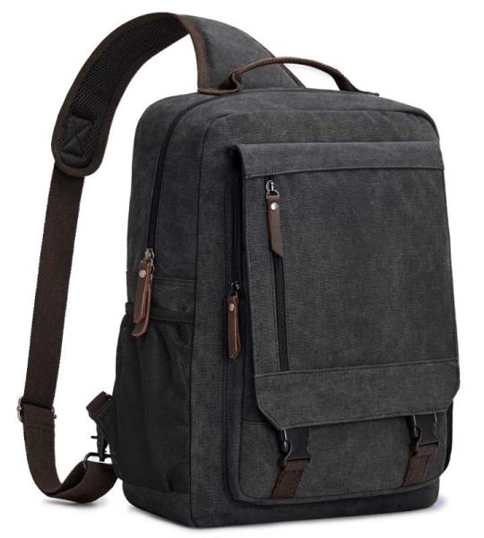 Sling Rugzak voor heren, borsttas, 33 cm, crossbody schoudertas, sporttas, bodybag, sling bag, dagrugzak, outdoor, wandelen, fietsen, reizen, ZWART-XL