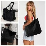 Vegena Corduroy Handtas voor dames, grote schoudertas, tote bag, shoppertas, stoffen tas, schooltas voor school, werk, winkelen