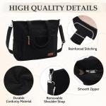 Corduroy draagtas, grote schoudertas voor dames, lichtgewicht casual crossbody handtas met rits voor werk, reizen, winkelen, Zwart