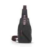 FANDARE Sling Bag met hoofdtelefoonopening voor studenten, party, outdoor, multifunctionele schoudertas voor dames en heren, slijtvast canvas, zwart, Casual