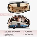 Werkrugzak, lerarentas voor dames, 15,6 inch werktas met USB-oplaadpoort en laptopvak, anti-diefstal, rugzakhandtassen, beige zwart