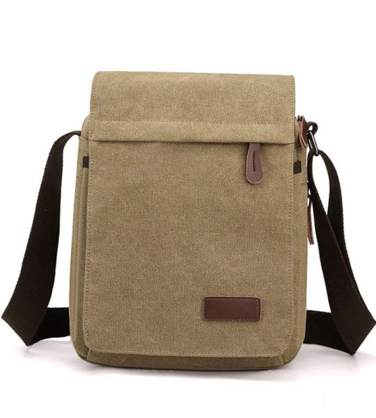 CHDWEY Umhängetaschen für Herren Leinwand Umhängetasche for Männer Tragbare Kurzstrecken Messenger Bag Multifunktionale Reisebrieftasche und Handtaschen Sack(Khaki)