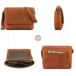 Zakelijke tassen heren lederen laptoptas dames 'San Diego' lederen schouder platte vintage aktetas echt leer voor 15 inch notebook, Texas Bruin, Medium