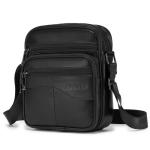 Elegant Klein Heren Leren schoudertas Ipad Messenger Business-tas Crossbody-tas Sling-reistas Handtas Kindle-tablethoes voor vluchtreizen Zwart