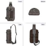 VARLIVOO Retro borstzak heren schoudertas reizen sling bag schoudertas 10,9 inch tablet schouder rugzak crossbody pack voor sport fietsen wandelen waterdicht canvas daypack, grijs,