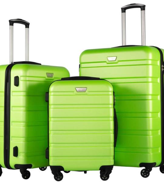COOLIFE Harde koffer trolley rolkoffer reiskoffer ardschaal Boardcase handbagage met TSA-slot en 4 wielen, appelgroen, Premium koffer