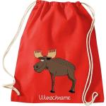 ShirtInStyle Kinder Turnbeutel, lustige Tiere Elch Hirsch mit Wunschnamen, Kinder, Tiere Zoo Kindertag Beutel