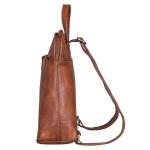 'Cathy' Rugzak Dames Casual Leer Rugzaktas Klein Damesrugzak Daypack Vintage Dagrugzak Echt Leren, Kleur:brandy - cognac