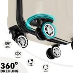 BEIBYE Koffer met harde schaal, trolley, rolkoffer, reiskoffer, veiligheid, cijferslot, dubbele wielen, ABS-materiaal, handbagage, 4 wielen, M-L-XL-set, Crème White, hardcase koff