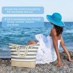 Dames Strandtas | Canvas Reistas | Grote Schoudertas met Touwhandvat voor Strand, Vakantie, Winkelen, Reizen (45 cm * 32 cm * 14 cm) Ankerpatroonontwerp (Blauw)
