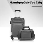 COOLIFE Koffer trolley koffer reiskoffer met 4 wielen stoffen koffer handbagage TSA-slot de koffer bevat 1 grote schoudertas, grijs, Softbox van Oxford-stof