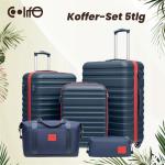 COOLIFE Koffer trolley koffer reiskoffer van ABS hard shell trolley 4 wielen TSA-slot de koffer bevat 1 reistas en 1 toilettas, blauw/rood, vrije tijd, dames, reizen