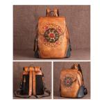 VVHUDA Retro lederen rugzak voor dames, casual rugzak met hoge capaciteit, lederen schoudertas voor winkelen, reizen (kleur: geel) klein cadeau