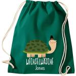 ShirtInStyle Kindergymtas, grappige dieren schildpad, verwisselbaar ondergoed met tekst naar wens, kinderen, dierentuin kinderdag familie, gymtas