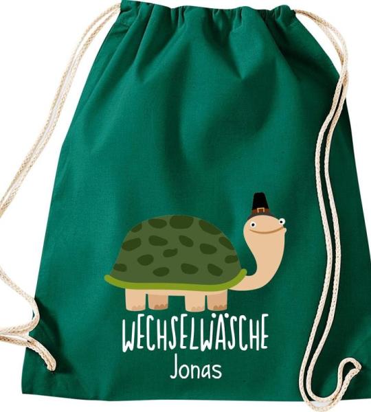 ShirtInStyle Kindergymtas, grappige dieren schildpad, verwisselbaar ondergoed met tekst naar wens, kinderen, dierentuin kinderdag familie, gymtas