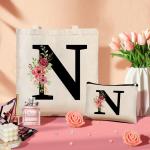 Initialen katoenen tas gepersonaliseerde geschenken vrouwen boodschappentas met letters draagtas en make-up tas met letters cadeau voor vriendin bruidsmeisje voor verjaardagen, bru