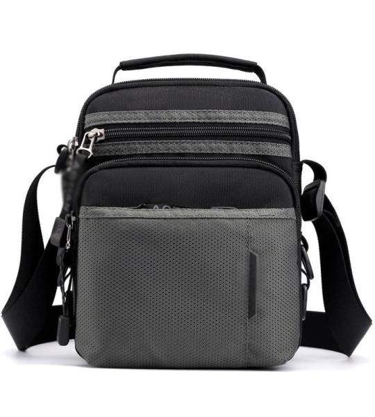 CHDWEY Umhängetaschen für Herren Modische Mehrtasche Nylon Umhängetasche Männer wasserdichte Patchwork Reißverschluss Weiche Crossbody Tasche Vielseitige Reisen Schwarze Handt