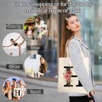 Initialen boodschappentas, katoenen tas met letters, canvas, tote bag, draagtas en make-uptas, cadeau voor vrouwen, vriendin, bruidsmeisje, moeder, voor verjaardag, bruiloft (H)