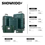 SHOWKOO Harde kofferset, gemakkelijk uit te breiden, ABS + PC, reiskoffer, duurzame handbagageset, 4 wielen, TSA-slot met 1 reistas + 1 toilettas, legergroen