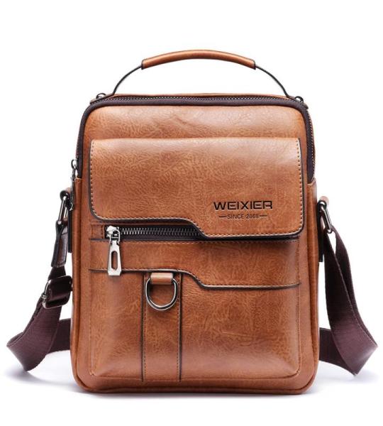 Hjkiopc Schoudertas heren schoudertas crossbody mobiele telefoon tas messenger bag herentas shulder bag lederen borstzak, A-bruin1, Retro