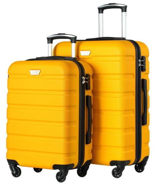 COOLIFE Harde koffer trolley rolkoffer reiskoffer ardschaal Boardcase handbagage met TSA-slot en 4 wielen, citroengeel, Premium koffer