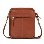 'Dallas' Kleine Leren Schoudertas Heren Boodschappentas Crossbody Messenger Bag Vintage, Kleur:Texas Bruin