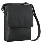 Kansas Schoudertas voor heren, vintage, leren tas, 13-14 inch, laptoptas, echt leer, middelgroot, DIN A4, messenger bag voor mannen, zwart, Large