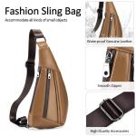 VARLIVOO Schoudertas voor heren, leren borsttas, anti-diefstal, slingrugzak, kleine schoudertas, reizen, sling bag, crossbody bag, dagrugzak voor kamperen, wandelen, fietsen, bruin
