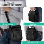 hengwin Lederen schoudertas voor heren, kleine schoudertas voor mannen, zakelijke tas, messenger bag, polstas, mobiele telefoon, riemtas, reistas met riem lus