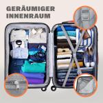 MONZANA 3-delige kofferset Baseline hardshell koffer M-L-XL gelgrepen 4 wielen randbescherming slot poten ABS trolley rolkoffer reiskoffer set, zwart