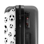 NoBoringSuitcases.com Kinderkoffer, handbagage, harde koffer met TSA-slot, jongens en meisjes, trolley, reiskoffer, draagtas, rolkoffer, klein of middelgroot, Voetbalpatroon - zwar