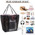 Mesh strandtas voor dames, grote strandtas, 30 l, vrouwen, nettas, strand, badtas, mand, opvouwbaar, lichte strandshopper voor familie, vakantie, draagtas, zwart