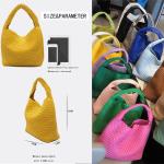 Geweven Tote Handtas voor Vrouwen Vegan Lederen Hand Tote Gebreide Zak, Grote Geweven Portemonnee Geweven Handtassen Gevlochten, Zilver, 3,091.2 cubic inches