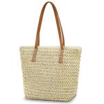 Schoudertas van stro voor vrouwen, strandtas, grote handtas met rits, Boheemse zomer handheld schoudertas voor outdoor, reizen en strand, Gebroken wit 2