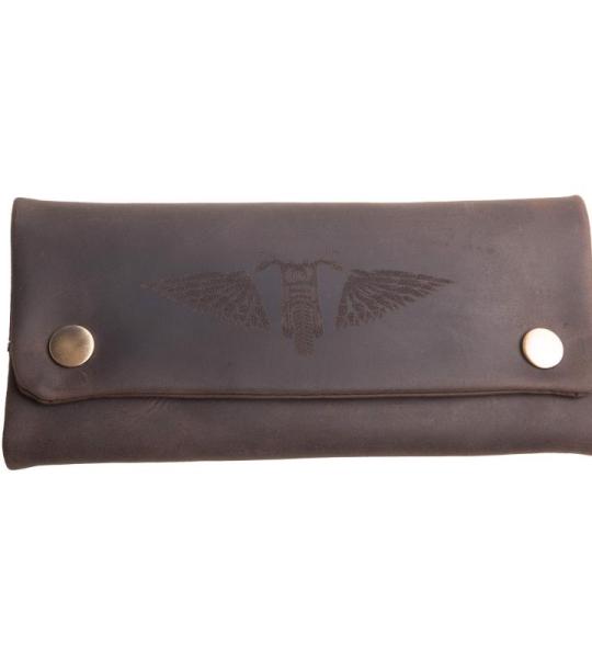 Tabakstas drukknopen I Lederdesign Germany (Bruin-patroon Harley)