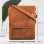 Kansas Schoudertas voor heren, vintage, leren tas, 13-14 inch, laptoptas, echt leer, middelgroot, DIN A4, messenger bag voor mannen, Texas bruin., Large